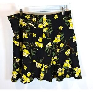 Who What Wear Black Skirt Flowers Womens Sz 14 Mini Butter Yellow Cottagecore‎